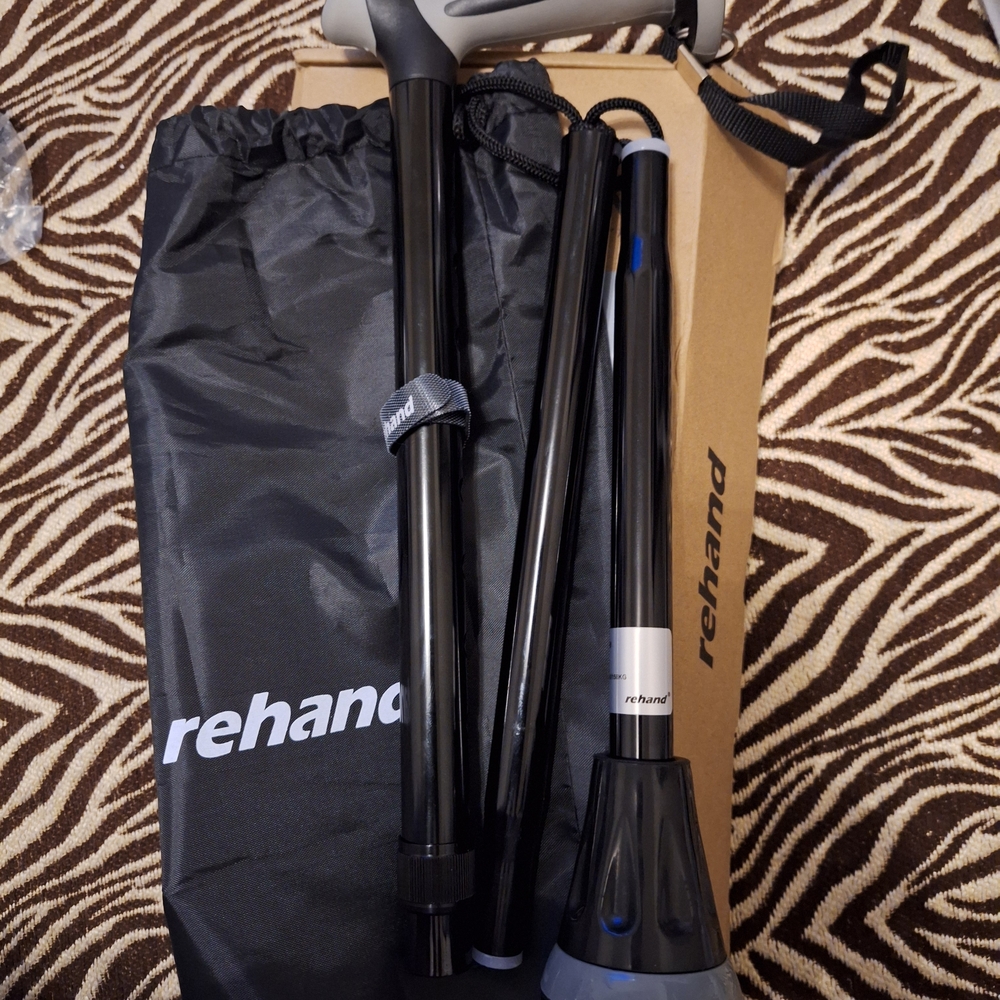 Rehand Black Walking Cane with Bag